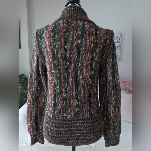 Vintage Missoni wool and mohair cardigan. Jewel tone leaf knit. "Missoni. Made f - Picture 12 of 15